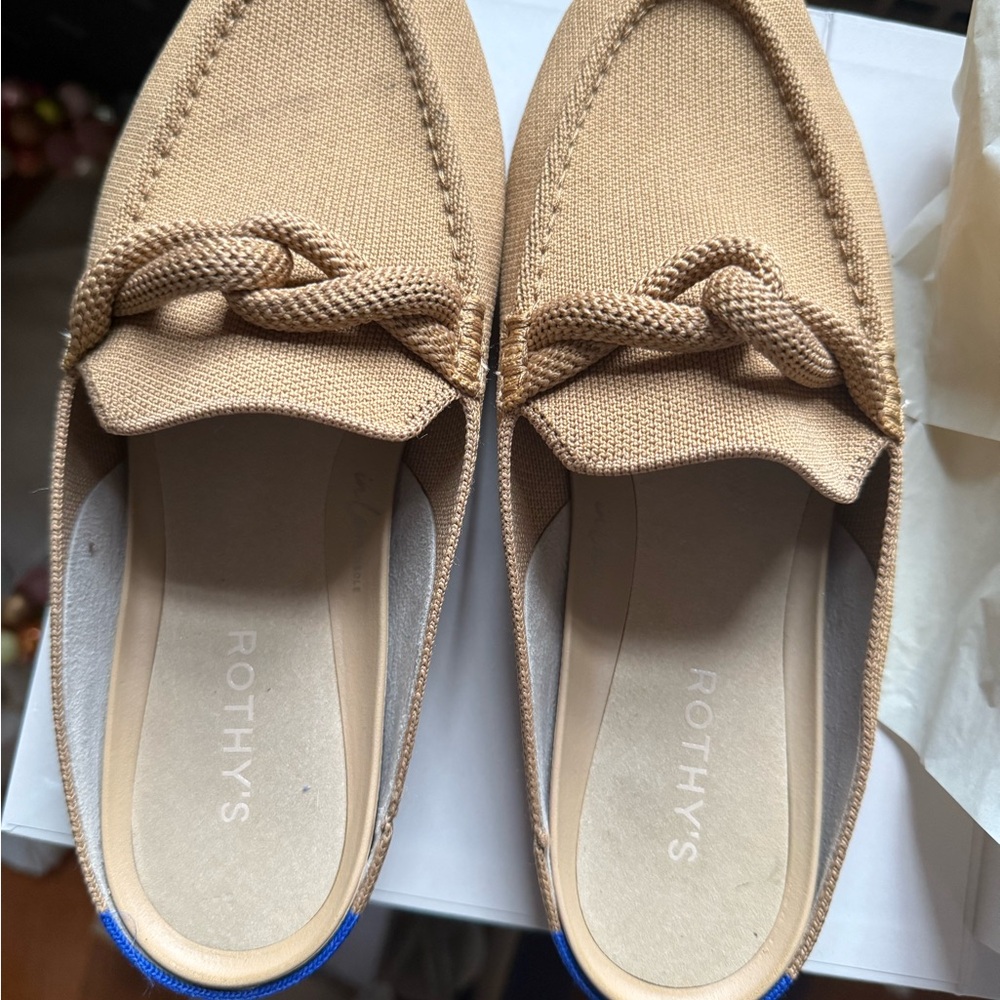 Rothy's Beige Knit Knotted Loafers